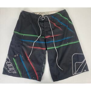 VTG Y2K Reef Benny Bourgeois Signature Series galaxy space board swim shorts 36